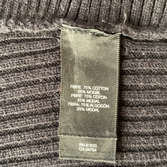 Kenneth Cole black cotton blend cardigan zipper detail rib knit panels design - Picture 4 of 4